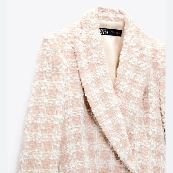 Zara Textured Tweed Double Breasted Blazer Blogger Fave 8415/706/046 - Picture 6 of 7